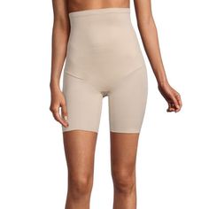 This pair of Underscore women's Tummy Tux ultra high-waist leg-thigh slimmers is an essential supportive undergarment. Made from a soft stretch fabric, this style offers firm support all-around with silicone grips to help smooth your tummy, back, sides, hips, and thighs. Wear it under your favorite dresses or a top and a skirt. Closure Type: Full ElasticConcerns: Rear SolutionsSupport: Firm SupportFiber Content: 75% Nylon, 25% SpandexFabric Description: KnitCrotch Fiber Content: 92% Cotton, 8% S Beige High Stretch Full Coverage Shapewear, High Stretch Beige Shapewear With Built-in Shorts, Solid Shapewear Bottoms With Built-in Shorts, Solid Color Shapewear Bottoms With Built-in Shorts, Compressive Mid-thigh Shapewear For Workout, Compressive Mid-thigh Length Shapewear For Workout, High Stretch Smoothing Beige Bottoms, Supportive Stretch Beige Shapewear, Supportive Beige Stretch Shapewear