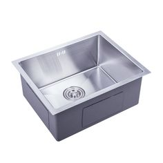 an image of a stainless steel sink on a white background with clipping for text