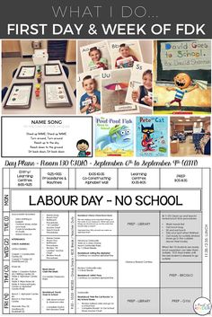 the labor day poster with pictures of children's books and their name on it