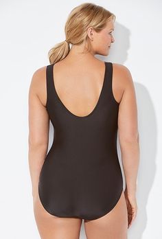 alt view - Chlorine Resistant Lycra Xtra Life High Neck One Piece Swimsuit - Back Nylon Smoothing Swimwear, Smoothing Nylon Swimwear, Sports Swimwear With Smoothing Nylon, Sports Swimwear With Smoothing Nylon Material, One-piece Swimwear With Moderate Back Coverage, Sleeveless Smoothing Bodysuit For Beach, Seamless Sleeveless One-piece For Pool, Sleeveless Nylon Swim Dress, Seamless Sleeveless Swimwear