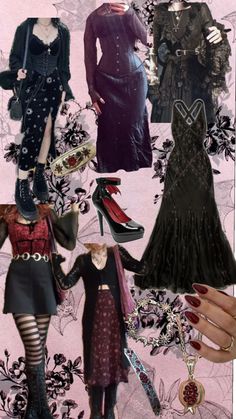 a collage of women's clothing and accessories