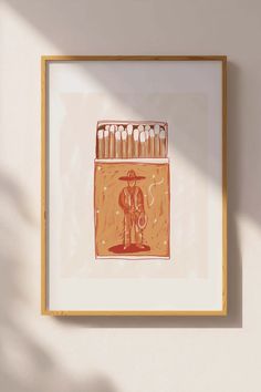 an art print with a drawing of a man holding a baseball bat in his hand