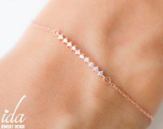 Rose Gold Bracelet - Minimalist Jewelry - Charm Bracelet - Bracelets For Women - Handmade Jewelry  - Minimalist Rose Gold Bracelet With Adjustable Chain, Minimalist Rose Gold Chain Bracelet As Gift, Adjustable Rose Gold Diamond Bracelet For Everyday, Minimalist Rose Gold Diamond Bracelet, Minimalist Rose Gold Chain Bracelet For Friendship, Minimalist Rose Gold Bracelets For Wedding, Delicate Rose Gold Friendship Bracelet, Dainty Rose Gold Bracelet With Simple Design, Simple Rose Gold Jewelry For Bridesmaid Gift