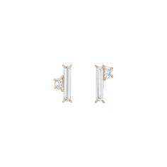 The Asymmetrical Baguette + Half-Moon Earrings are the perfect mismatched pair. Modern White Baguette Cut Earrings, Modern Baguette Earrings For Formal Occasions, Modern Baguette Earrings For Formal Events, Shahla Karimi, Half Moon Earrings, Dramatic Arts, Jewel Box, Kundan Jewellery, Moon Earrings