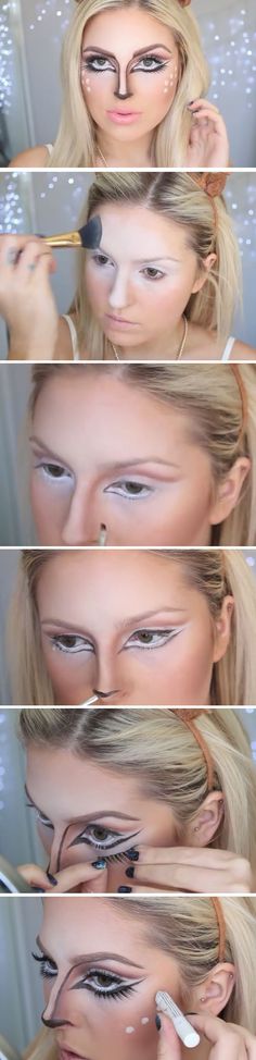 These Halloween Makeup Ideas Will Make You Go ‘WOW’ More Halloween Makeup Ideas For Women, Diy Halloween Dress, Halloween Dress Up Ideas, Deer Halloween, Meme Costume, Deer Makeup, Diy Halloween Makeup, Animal Makeup, Fawn Deer