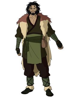 the character from avatar is dressed in an outfit with fur on his shoulders and feet