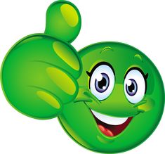 a green cartoon character with big eyes and a smile on his face, giving the thumbs up sign