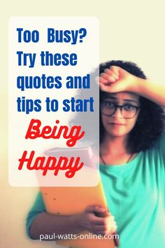 a woman holding a book with the words being happy on it and an image of her head