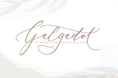 the logo for gaddot, an artisan handwritten font that uses calligraphy