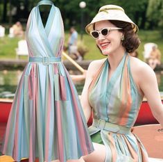 1950s Striped Dress, Mrs Maisel Costume, 1950s Style Outfits