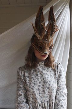 Rabbit Masquerade Mask, Eden Character, Hare Mask, Animal Masquerade Mask, Feather Masks, Animal Masquerade, Norwich Uk, Festival Headdress, Spirit Costume