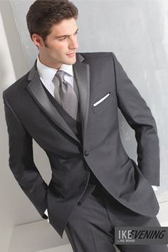 NEW at Tuxedo Junction Ike Behar Charcoal Grey Tuxedo! http://tuxedojunction.com/Styles/StylesByCategory/Tuxedo/CHARCOAL%20GREY Groomsmen Grey, Grey Suit Wedding, Grey Tuxedo, Wedding Tux, A Man In A Suit, Mens Wedding Attire, Man In A Suit, Skirt Diy, Wedding Suits Groom