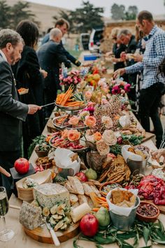 a long table covered in lots of food