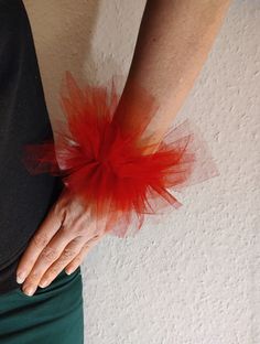 "This is completely handmade red tulle cuff bracelet with elastic from my Renaissance Collection. The price is for 1 (one) tulle cuff bracelet - to order a pair choose 2 from the drop down menu. *Ruffle tulle cuff with elastic *Lightwear *Soft *Every tulle bracelet is made by me COLOR: Red - other colors available - just choose from the list MATERIALS: Tulle, elastic MEASUREMENTS: Width: 6\" / 15 cm SIZE: one size - fits all - to make sure it fits you well just send your wrist circumference in a NOTE to seller after you make a purchase Handmade with love and care in a smoke free home. Please note that the color may be slightly different from what you see on photos due to personal monitor settings.   You pay only one shipping cost no matter how many jewelry pieces you buy in my shop. For ma Red Christmas Party Bracelets, Handmade Bracelets For Valentine's Day Party, Tulle Bracelet, Bracelets Red, Victorian Wedding, Wrist Cuffs, Matching Accessories, Dance Costume, Bulk Order