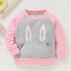 Baby Girls Pattern Animal Crew Neck Long Sleeve Tees Baby Jumper Clothes - PrettyKid Cute Sweatshirt For Spring Playwear, Pink Fall Playwear Top, Cute Cotton Playwear Sweatshirt, Cute Cotton Sweatshirt For Playwear, Cute Cotton Sweatshirt, Playful Pink Sweatshirt For Playtime, Cotton Cartoon Print Sweatshirt For Playwear, Pink Tops For Playtime During Fall, Pink Tops For Playtime In Fall