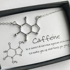 Caffeine Molecule, Molecule Necklace, Diy Schmuck, Unique Charms, Cute Jewelry, Chemistry, Silver Necklaces, Coffee Lover, Favorite Jewelry