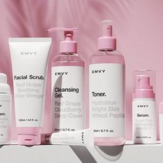 Beautiful branding for EMVY cosmetics by @choice.studio Choice Studio in Russia. EMVY is a brand new cosmetic brand. Based on a red grape… Beauty Branding Design, Desain Merek, Custom Label Design, Ultra Beauty, Skincare Branding, Cosmetic Packaging Design, Skin Care Packaging, Skincare Packaging, Beautiful Branding