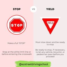 the differences between yield and yield signs are shown in this graphic above it's description