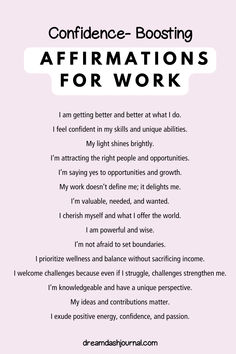 A list of affirmations for work to boost confidence Work Affirmations, Best Affirmations, Career Affirmations, Stone Quotes, Positive Quotes For Women, Angel Number Meanings, Night Prayer, Number Meanings, Mental Strength