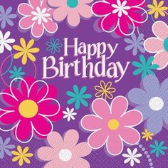 a birthday card with flowers on it