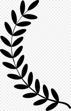 a black and white silhouette of an olive branch on a transparent background, hd png