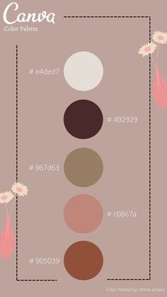 the color palette is shown with different shades and colors for each individual item in this image