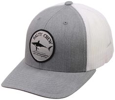 PRICES MAY VARY. Find Refuge in the Sea Spandex, Woven, Cotton, Woven, Polyester, Woven Snap closure Closure_type: Snap The Bruce Retro Trucker hat from Salty Crew is a structured hat featuring a custom patch and adjustable snapback. Made from 47% cotton / 25% polyester / 28% nylon. One size fits most. White Fitted Six-panel Hats, Fitted Outdoor Hat With Curved Bill, White Fitted Sports Hat, Custom Patch, Shark Logo, Logo Retro, Army Cap, Retro Logos, Custom Patches