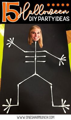 an image of a woman's face on a chalkboard with the words 5 halloween diy party ideas