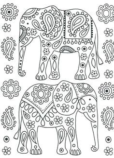 an elephant with intricate designs on it