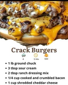 a close up of a hamburger on a plate with instructions to make it look like they are covered in cheese