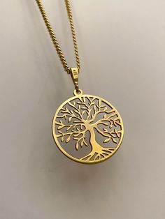 925 Sterling Silver / Tree of life Necklace MATERIAL *18k gold plated / 925 Sterling Silver *Does not tarnish or turn green and cause allergies CHAIN *50 cm length slim and 60 -55 cm bold-A unisex necklace *Does not tarnish or turn green and cause allergies COLOR * Silver * Gold GIFT BOX *Each order will come in Jewellery Box. SHIPPING *It is a unisex necklace and a unique gift for men, women and even children. *Our products are specially prepared for you in our workshop in a hygienic way. *Apar Sterling Silver Yellow Gold Tree Of Life Necklace, Yellow Gold Sterling Silver Tree Of Life Necklace, Symbolic Gold Jewelry With Tree Of Life, Nickel-free Gold Necklaces For Anniversary, Nickel-free Gold Necklace For Anniversary, Nickel-free Gold Anniversary Necklaces, Yellow Gold Tree Of Life Pendant Jewelry, 14k Gold Tree Of Life Pendant Jewelry, Hallmarked Stainless Steel Pendant Necklace