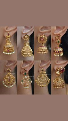 Ear Jumka Gold, Earrings Buttalu Gold, Gold Jewelry Fashion Earrings, Earings Design Modern Gold Earrings Designs Modern, Gold Earrings Jumka Designs, Bridal Gold Earrings Weddings, Hear Rings Ears Gold, Gold Jewels Design Set, Gold Earrings Buttalu Models