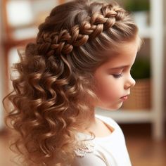 Girls Party Hairstyles, Girls Hair For Wedding, Girl Wedding Hairstyles Kids, Hairstyle For Kids Girl For Wedding, Flower Girls Hairstyles, Girls Wedding Hairstyles Kids, Updos For Girls Kids Weddings, Kids Wedding Hairstyles, Jr Bridesmaid Hairstyles