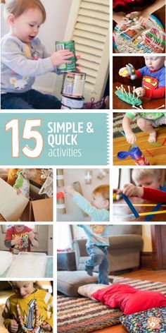 a collage of photos with the words simple and quick activities