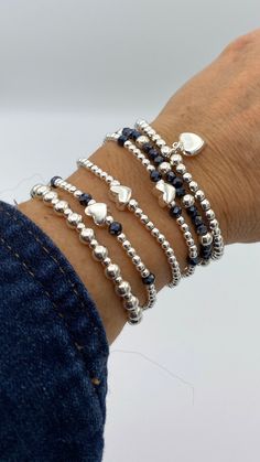 Sterling Silver Blue Crystal Bracelet Navy Blue Gift for Mom Blue Jewelry Women Set Stacked Bracelet Crystal Gift Mother Blue Bracelet Set - Etsy Silver And Blue Bracelet, Blue Stackable Beaded Bracelets As Gift, Blue Stackable Bracelets For Gift, Blue Stackable Bracelets As Gift, Adjustable Sapphire Beaded Bracelets As Gift, Elegant Blue Stackable Beaded Bracelets, Elegant Handmade Blue Charm Bracelet, Blue Sterling Silver Beaded Bracelets As Gift, Elegant Blue Charm Bracelet With Round Beads