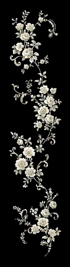 an image of white flowers on a black background that looks like it is floating in the air