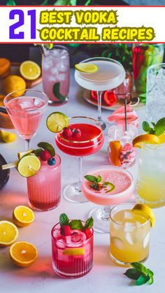 the cover of 21st best vodka cocktail cocktails, including lemonade and raspberry