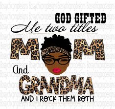 a woman with leopard print on her face and the words, god created me two titles and