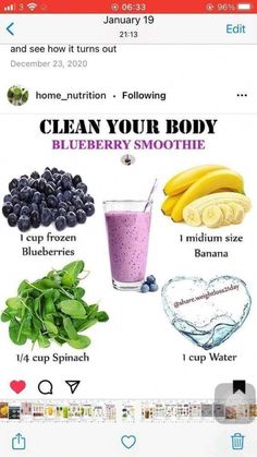 Resep Smoothie, Fruit Smoothie Recipes Healthy, Easy Healthy Smoothies, Blueberry Smoothie, Smoothie Recipes Healthy Breakfast, Smoothie Drink Recipes, Blueberries Smoothie