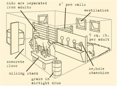 an old diagram shows the parts of a kitchen