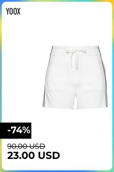 knitted, side seam stripes, solid colour with appliqués, high waisted, elasticized waist, drawstring closure, multipockets, pocket with zipper, lightweight knit , Color: White , Size: 8 Solid Colour, Lightweight Knit, Bermuda Shorts, Casual Shorts, Color White, Stripes, Solid Color, High Waisted, Womens Shorts