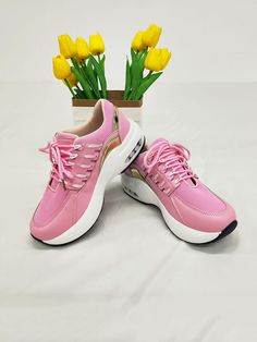 Outsole Material:Rubber+EVAStyle:SportElement:MeshPattern Type:PatchworkOccasion:Sport. DailyRun Small. Order One Size Up Pink Mesh Lace-up Sneakers, Pink Perforated Sneakers For Spring, Pink Mesh Casual Sneakers, Casual Pink Mesh Sneakers, Pink Breathable Sneakers For Spring, Pink Mesh Sneakers For Spring, Rainbow Heels, Dd Swimwear, Sundress Summer