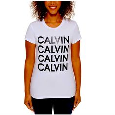 Calvin Klein Jeans Ladies' Logo Tee, White Size : S, L, Xl, Xxl Brand New With Tags. Color : White (White Stacked Logo) Features: Calvin Klein Jeans Colors: White (White Stacked Logo) Soft Hand Feel Short Sleeve Relaxed Fit Made In Vietnam Content: 60% Cotton | 40% Modal Lightweight Approximately 100 Gsm Sizing: Sizes: S, L, Xl, Xxl Size Conversion: Xs = 0-2 | S = 4-6 | M = 8-10 I L = 12-14 | Xl = 16-18 | Xxl = 20-22 Model Is 5'9" Wearing Size X-Small Color & Size Subject To Availability Care In Lady Logo, Calvin Klein Top, White Short Sleeve Tops, Calvin Klein Shorts, Calvin Klein Jeans Women, Calvin Klein Red, Calvin Klein White, Clothing Manufacturer, Womens Tops Summer