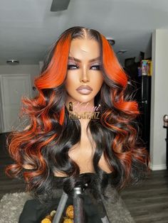 Wig Color Ideas Black Women Highlights, Birth Hairstyles, Sew In Hairstyles With Color, Wig Color Ideas Black Women, Unique Wigs, Red Lace Front Wigs, Highlight Lace Front Wig, Wig Ideas