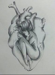 a drawing of two people hugging in the shape of a heart