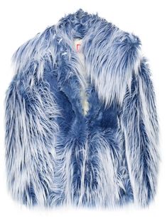 blue/white faux-fur design ombré effect rear hook and eye fastening spread collar long sleeves two side slit pockets logo-jacquard lining straight hem Chloe 2024, Blue Fur Coat, Diesel Jacket, Fur Design, Wardrobe Edit, City Dress, White Faux Fur, Iconic Bags, Summer Beach Wear