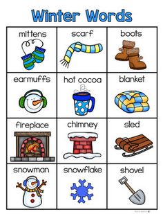 the winter words game is shown in this image