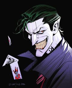 the joker is playing cards with his hand