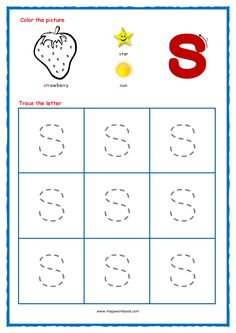 the letter s worksheet for children to learn how to write and draw letters