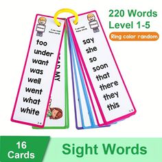 the sight words book is shown with four different colors and numbers on each one side